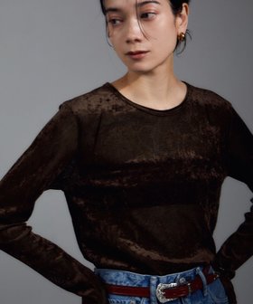【サロン アダム エ ロペ/SALON adam et rope'】のシアーベロアロンT 人気、トレンドファッション・服の通販 founy(ファニー) ファッション Fashion レディースファッション Fashion for Women トップス・カットソー Cut & Sew Tops ロングTシャツ・Tシャツ Longline T-Shirts & Tees ベロアトップス Velour Tops / Velvet-Look Items インナー Innerwear カーゴパンツ Cargo Pants, Utility Pants シアー Sheer, See-Through ジャケット Jacket, Outerwear デニム Denim, Jeans Material トレンド Trend, Trending Now バランス Balance, Style Balance ファブリック Fabric, Textile フィット Fit, Slim Fit フェミニン Feminine, Girly ベロア Velour, Soft Velvet メッシュ Mesh, Net Fabric リュクス Luxury, Elegant, High-End, Chic A/W・秋冬 Autumn/Winter エレガント 上品 Elegant |ID:prp329100004707215