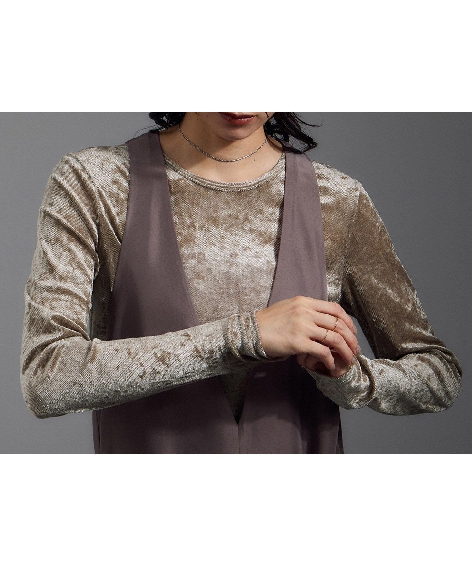 【サロン アダム エ ロペ/SALON adam et rope'】のシアーベロアロンT インテリア・キッズ・メンズ・レディースファッション・服の通販 founy(ファニー) 　ファッション　Fashion　レディースファッション　Fashion for Women　トップス・カットソー　Cut & Sew Tops　ロングTシャツ・Tシャツ　Longline T-Shirts & Tees　ベロアトップス　Velour Tops / Velvet-Look Items　インナー　Innerwear　カーゴパンツ　Cargo Pants, Utility Pants　シアー　Sheer, See-Through　ジャケット　Jacket, Outerwear　デニム　Denim, Jeans Material　トレンド　Trend, Trending Now　バランス　Balance, Style Balance　ファブリック　Fabric, Textile　フィット　Fit, Slim Fit　フェミニン　Feminine, Girly　ベロア　Velour, Soft Velvet　メッシュ　Mesh, Net Fabric　リュクス　Luxury, Elegant, High-End, Chic　A/W・秋冬　Autumn/Winter　エレガント 上品　Elegant　ベージュ(27)|ID: prp329100004707215 ipo3291000000033997629