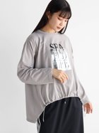 【ラシュッド/LASUD】のドロストヘム箔ロゴロングTシャツ グレージュ|ID: prp329100004707217 ipo3291000000033997678