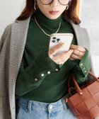 【ディスコート/Discoat】の【WEB限定】リブ袖口ボタンタートル ダークグリーン|ID: prp329100004707273 ipo3291000000033998212