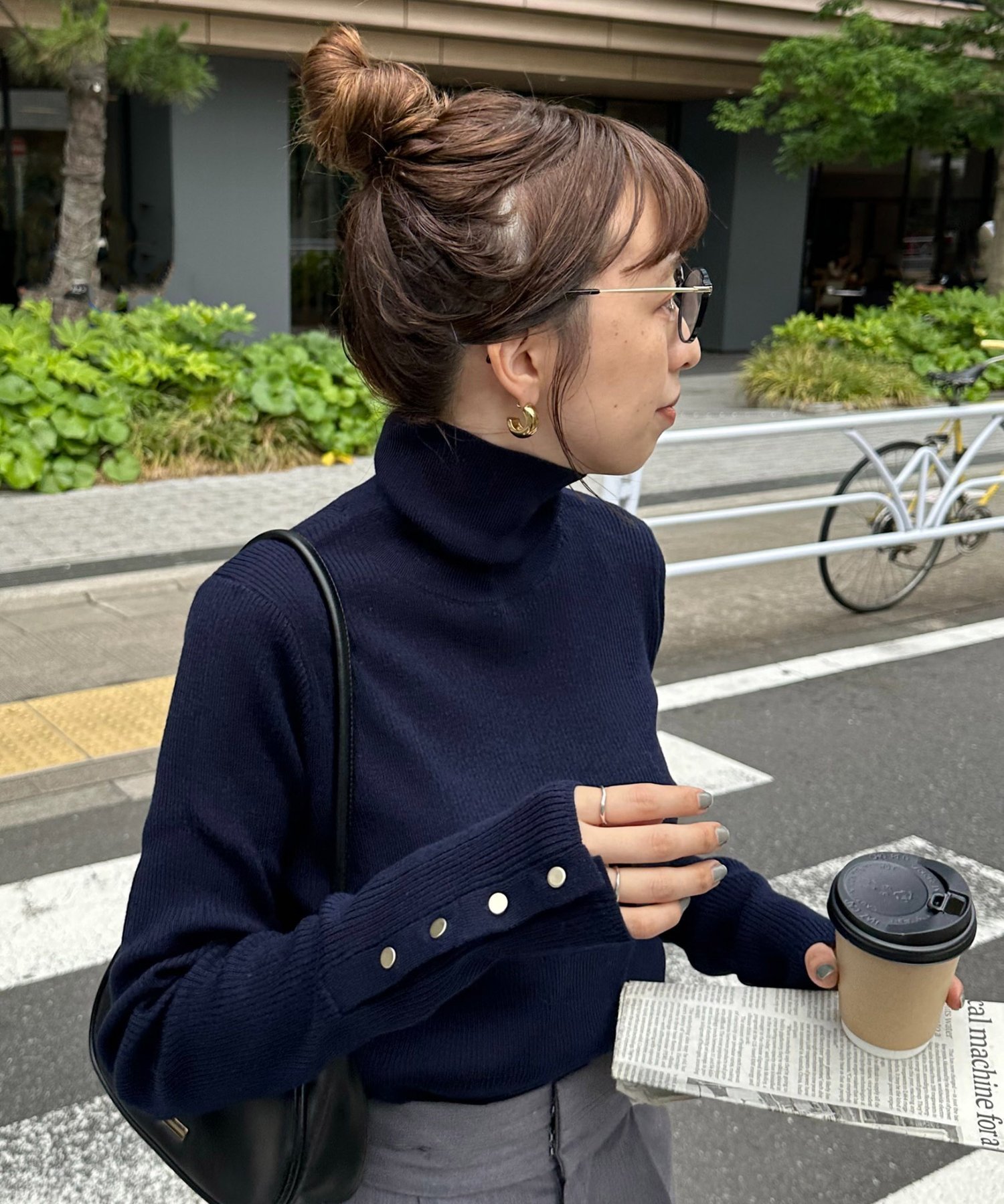 【ディスコート/Discoat】の【WEB限定】リブ袖口ボタンタートル インテリア・キッズ・メンズ・レディースファッション・服の通販 founy(ファニー) 　ファッション　Fashion　レディースファッション　Fashion for Women　トップス・カットソー　Cut & Sew Tops　インナー　Innerwear　スリット　Slit, Slit Detail　タートル　Turtleneck, Turtle Collar　タートルネック　Turtleneck, High Neck　フィット　Fit, Slim Fit　ベーシック　Basic, Essential　ボーダー　Border, Stripe　ネイビー|ID: prp329100004707273 ipo3291000000033998220