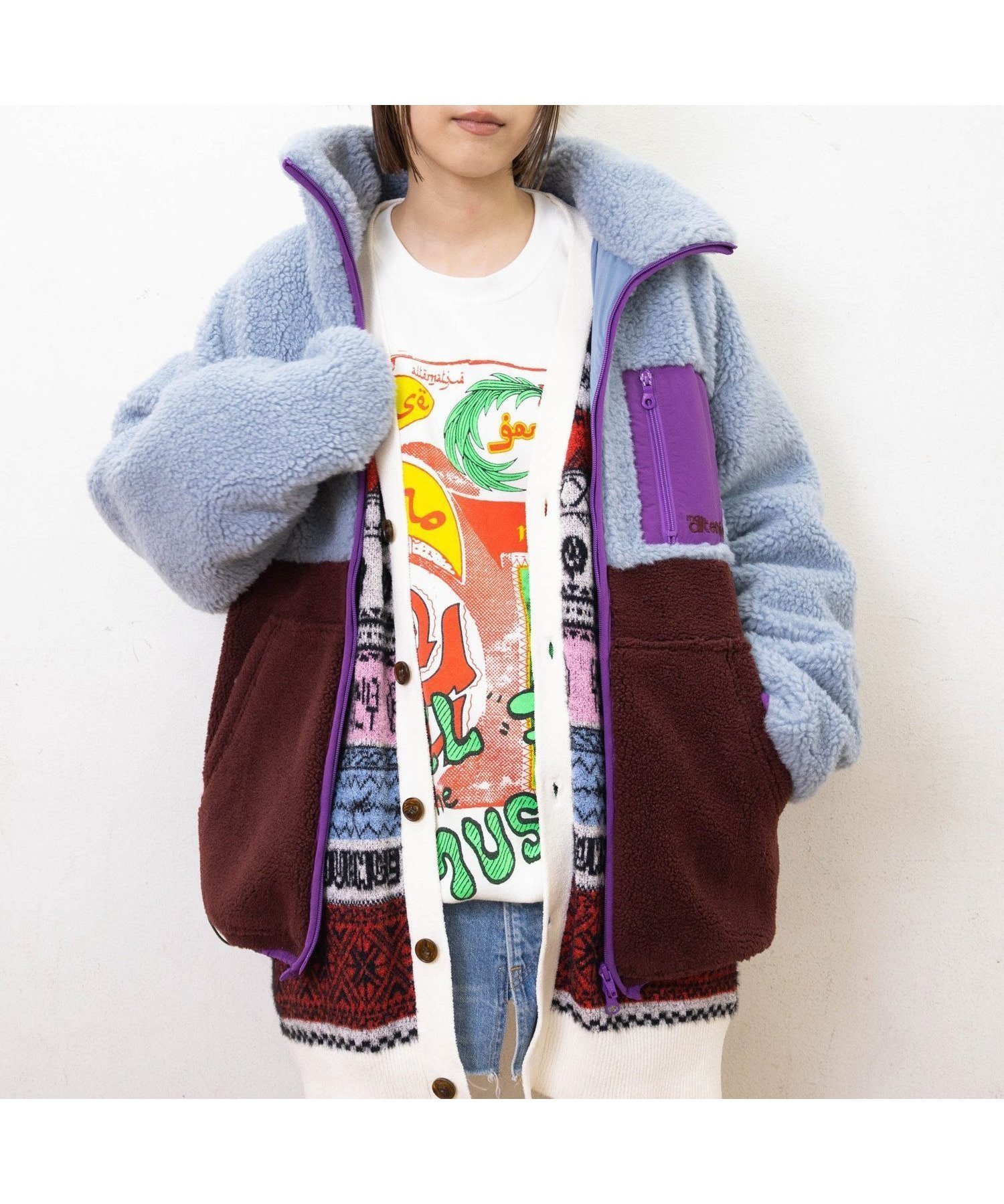 【アールエヌエー/RNA】のJ2163 マルチカラーボアジャケット インテリア・キッズ・メンズ・レディースファッション・服の通販 founy(ファニー) 　ファッション　Fashion　レディースファッション　Fashion for Women　アウター　Coat / Outerwear Collection　レディースジャケット・軽アウター　Jackets　おすすめ　Recommended / Our Picks　ジャケット　Jacket, Outerwear　今季　This Season, Current Season　冬　Winter / This Winter　防寒　Cold Protection, Winter-Ready　ブルー/バーガンディ|ID: prp329100004707290 ipo3291000000033998470