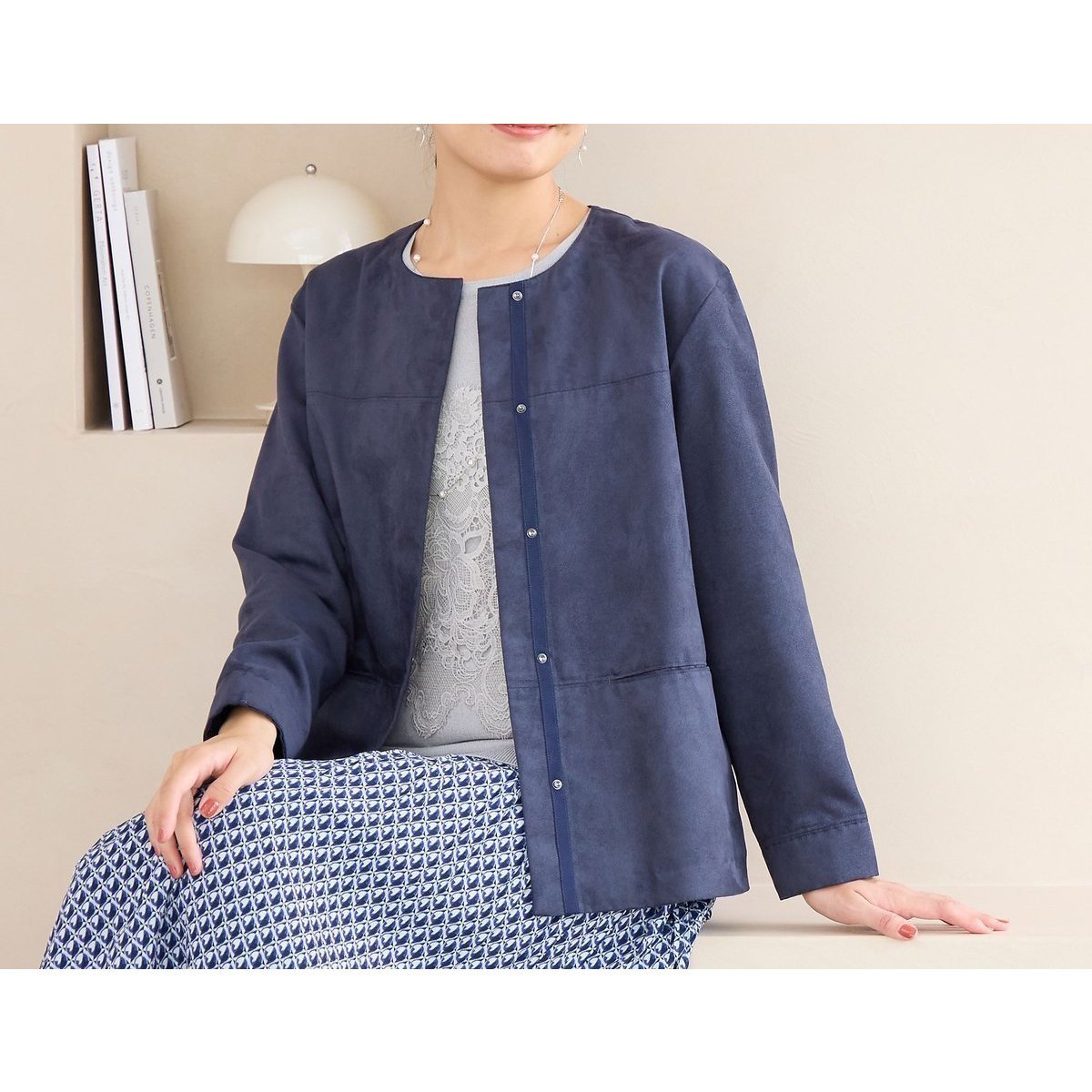 【ロブジェ/LOBJIE】のフェイクスウェードジャケット インテリア・キッズ・メンズ・レディースファッション・服の通販 founy(ファニー) 　ファッション　Fashion　レディースファッション　Fashion for Women　アウター　Coat / Outerwear Collection　レディースジャケット・軽アウター　Jackets　コンパクト　Compact, Small Size　ジャケット　Jacket, Outerwear　トレンド　Trend, Trending Now　ドット　Polka Dot, Dot Pattern　ポケット　Pocket, Pocket Detail　長袖　Long Sleeve, Full Sleeve　ダークブルー|ID: prp329100004707298 ipo3291000000033998520