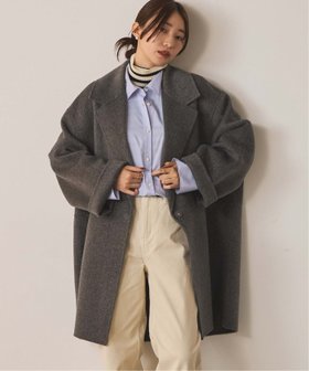 【グレディブリリアン/Gready Brilliant】のWフェイス大衿ダブルコート 人気、トレンドファッション・服の通販 founy(ファニー) ファッション Fashion レディースファッション Fashion for Women アウター Coat / Outerwear Collection コート・ロングコート・ピーコート Long Coats, Peacoats & More なめらか Smooth, Silky Texture ダブル Double, Double-Breasted ハーフ Half, Half-Length フェイス Face, Facial Design エレガント 上品 Elegant |ID:prp329100004707306