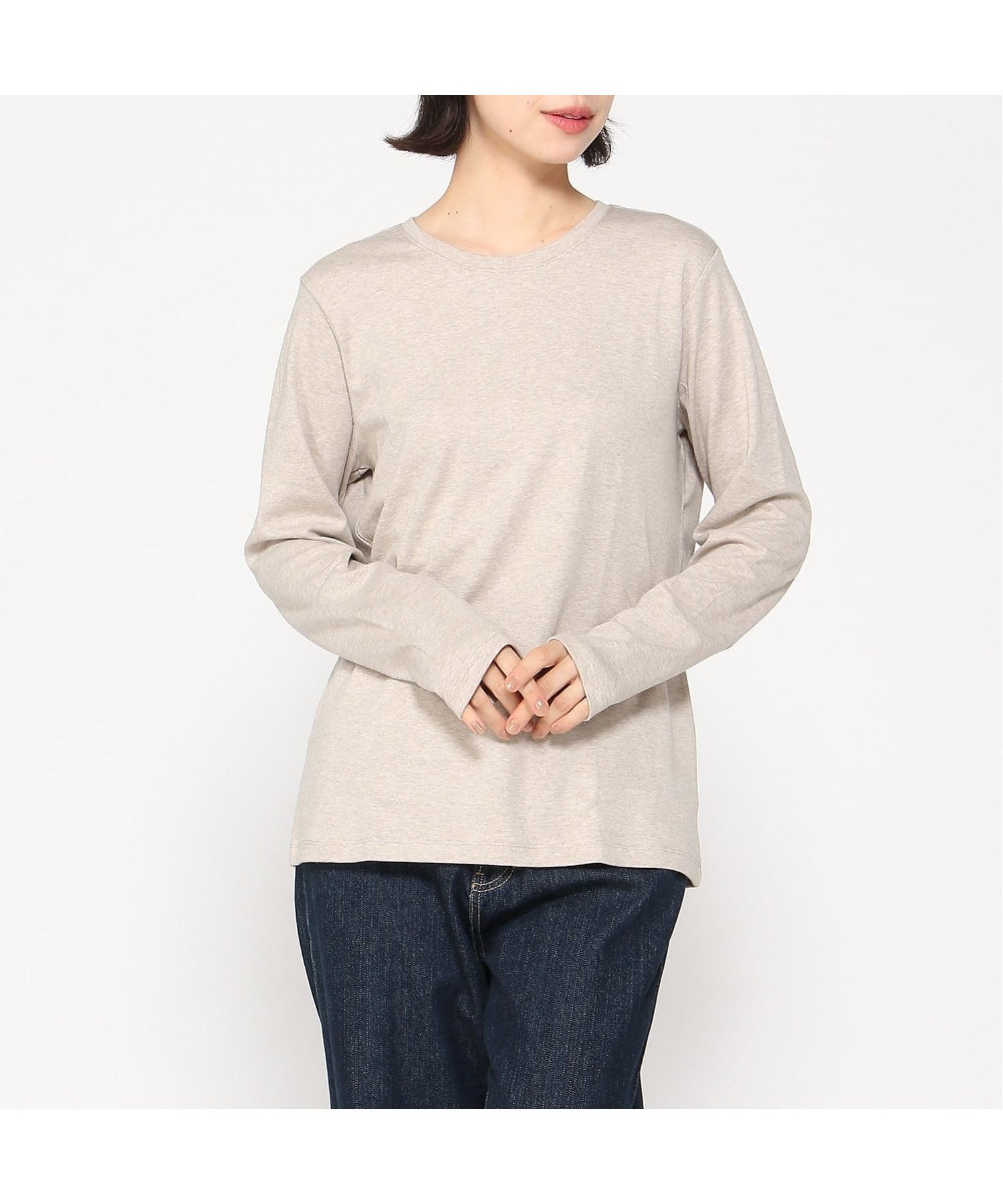 【エルエルビーン/L.L.Bean】のエル・エル・ビーン・ティ、長袖 クルーネック 米国フィット・レギュラー インテリア・キッズ・メンズ・レディースファッション・服の通販 founy(ファニー) 　ファッション　Fashion　レディースファッション　Fashion for Women　トップス・カットソー　Cut & Sew Tops　シェイプ　Shape, Slim Fit　フィット　Fit, Slim Fit　プリント　Print, Printed Pattern　ボトム　Bottoms, Lower Wear　レギュラー　Regular, Standard Fit　長袖　Long Sleeve, Full Sleeve　Otml Hthr|ID: prp329100004707312 ipo3291000000034124958