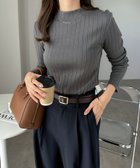 【アンドミー/andme】のコットン 長袖 ワイドリブ モックネック Tシャツ チャコールグレー|ID: prp329100004707326 ipo3291000000033998824