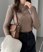 【アンドミー/andme】のコットン 長袖 ワイドリブ モックネック Tシャツ ブラウン|ID: prp329100004707326 ipo3291000000033998825