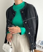 【アンドミー/andme】のコットン 長袖 ワイドリブ モックネック Tシャツ グリーン|ID: prp329100004707326 ipo3291000000033998830