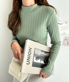 【アンドミー/andme】のコットン 長袖 ワイドリブ モックネック Tシャツ ライトグリーン|ID: prp329100004707326 ipo3291000000033998834