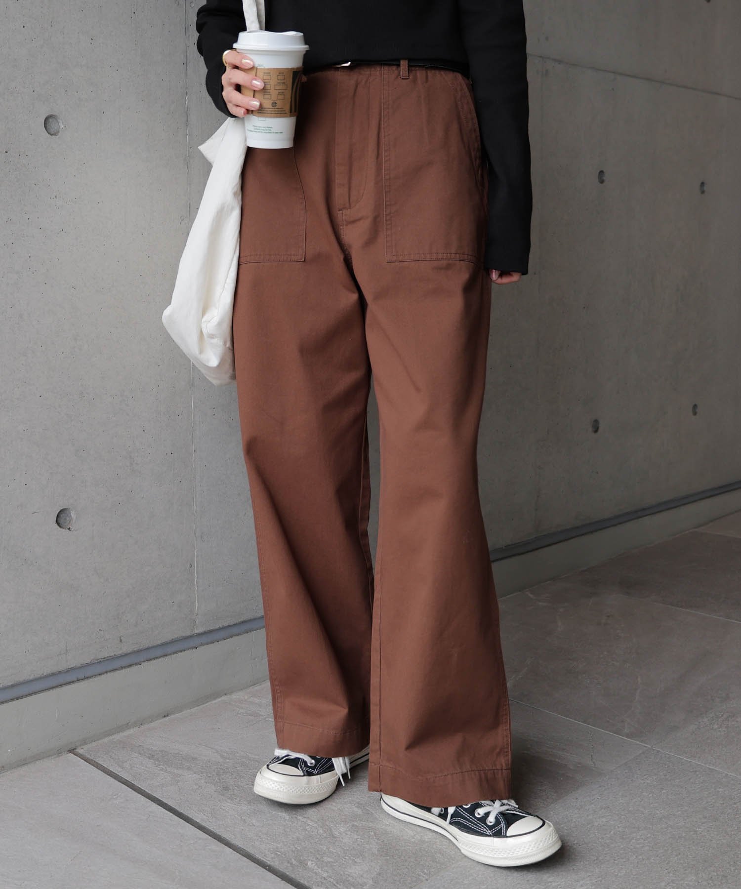 【アンドミー/andme】のワイド ベイカー パンツ インテリア・キッズ・メンズ・レディースファッション・服の通販 founy(ファニー) 　ファッション　Fashion　レディースファッション　Fashion for Women　パンツ　Pants & Trousers　デニム　Denim, Jeans Material　バランス　Balance, Style Balance　ボトム　Bottoms, Lower Wear　ルーズ　Loose, Oversized　ワイド　Wide, Wide Fit　おすすめ　Recommended / Our Picks　ブラウン|ID: prp329100004707334 ipo3291000000033998895