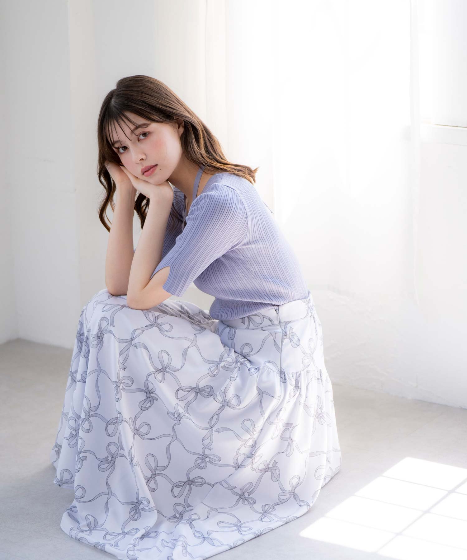 【ノエラ/Noela】のリボンチェックスカート インテリア・キッズ・メンズ・レディースファッション・服の通販 founy(ファニー) 　ファッション　Fashion　レディースファッション　Fashion for Women　スカート　Skirts　おすすめ　Recommended / Our Picks　チェック　Check, Plaid, Tartan　トレンド　Trend, Trending Now　ポケット　Pocket, Pocket Detail　モチーフ　Motif, Design Theme　リボン　Ribbon, Bow　今季　This Season, Current Season　サックス|ID: prp329100004707374 ipo3291000000033999377