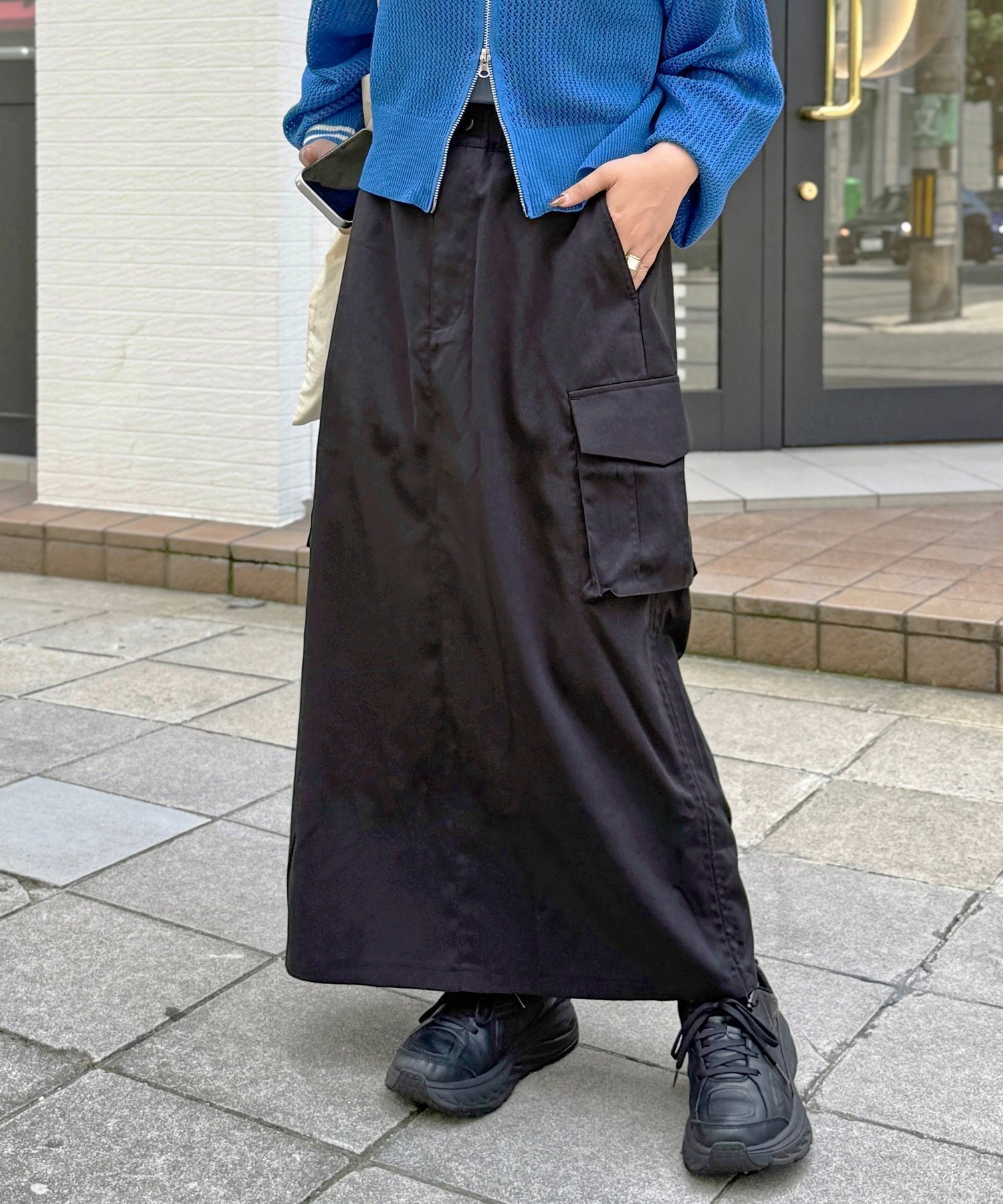 【シーピーシーエム/CPCM】の【全骨格タイプOK】ツイルカーゴスカート インテリア・キッズ・メンズ・レディースファッション・服の通販 founy(ファニー) 　ファッション　Fashion　レディースファッション　Fashion for Women　スカート　Skirts　ドローコード　Drawcord, Drawstring Cord　ループ　Loop, Loop Knit　ロング　Long, Long-Length　ブラック|ID: prp329100004707385 ipo3291000000033999443