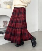 【アウトフィッター ラボ/Outfitter lab】のチェック柄ティアードロングスカート レッド|ID: prp329100004707401 ipo3291000000033999613