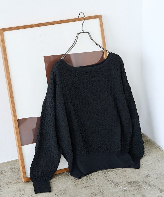 【フリークスストア/FREAK'S STORE】のクシュクシュ ギャザー 編み ボートネック プルオーバー【限定展開】 インテリア・キッズ・メンズ・レディースファッション・服の通販 founy(ファニー) 　ファッション　Fashion　レディースファッション　Fashion for Women　トップス・カットソー　Cut & Sew Tops　カジュアルプルオーバー・ニットトップス　Pullovers & Knit Tops / Casual Pullovers　冬　Winter / This Winter　おすすめ　Recommended / Our Picks　アクセサリー　Fashion Accessories　ギャザー　Gathered, Ruffled　シンプル　Simple, Minimal　センター　Center, Center Line　ボトム　Bottoms, Lower Wear　リラックス　Relax, Relaxed Fit　ロング　Long, Long-Length　ワイド　Wide, Wide Fit　A/W・秋冬　Autumn/Winter　ブラック|ID: prp329100004707427 ipo3291000000034081982