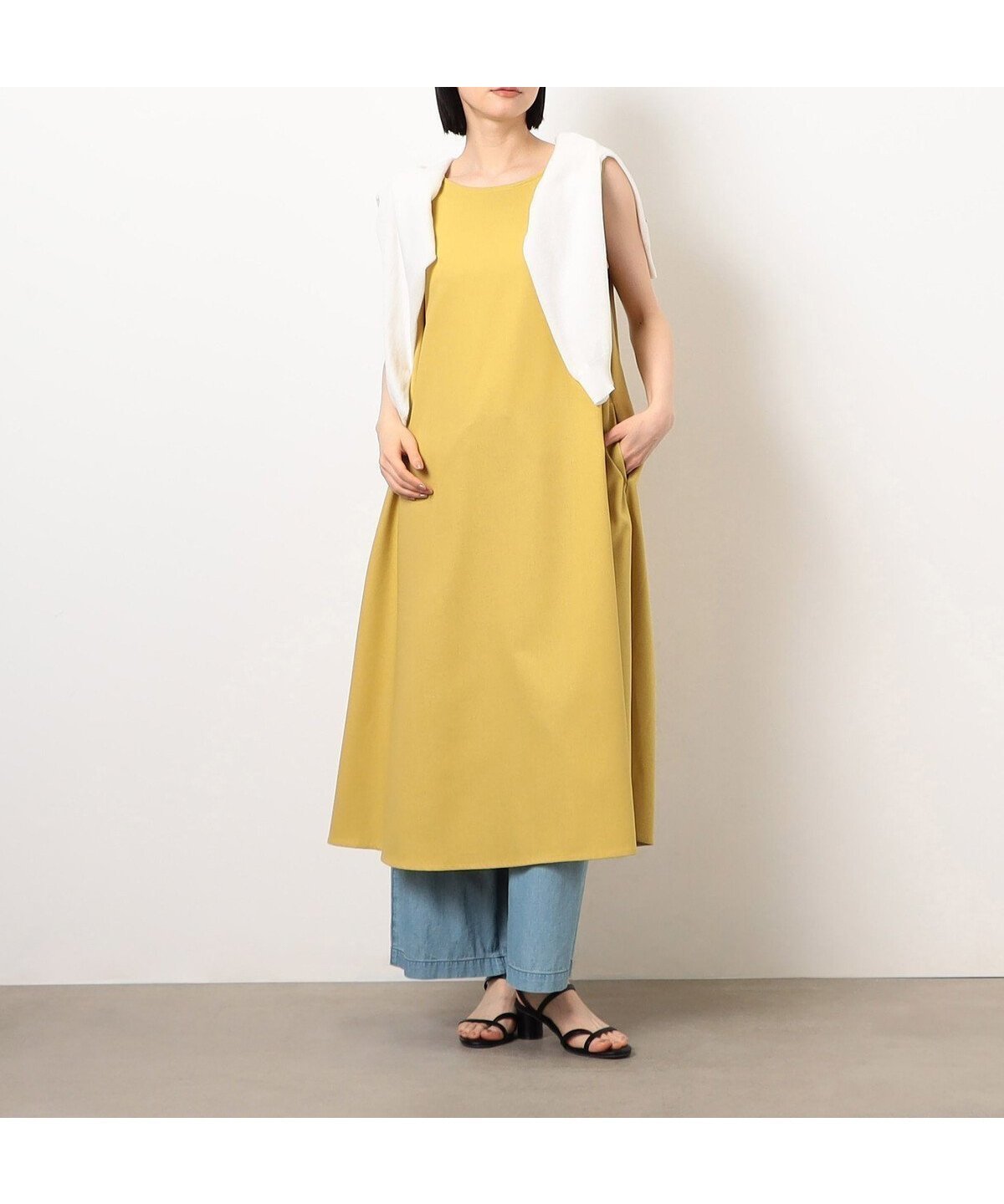 【コムサイズム/COMME CA ISM】のデイリーリラックス ノースリーブワンピース ナチュラル インテリア・キッズ・メンズ・レディースファッション・服の通販 founy(ファニー) 　ファッション　Fashion　レディースファッション　Fashion for Women　ワンピース　Dresses　カーディガン　Cardigan, Knitwear　ギャザー　Gathered, Ruffled　ショート　Short, Short Length　デニム　Denim, Jeans Material　ノースリーブ　Sleeveless, No-Sleeve　バランス　Balance, Style Balance　ペチコート　Petticoat, Underskirt　ポケット　Pocket, Pocket Detail　ミックス　Mix, Mixed Style　ヨーク　Yoke, Yoke Design　リラックス　Relax, Relaxed Fit　夏　Summer　マスタード|ID: prp329100004707430 ipo3291000000033999857