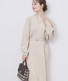 【インデックス/INDEX】のパール調ボタン付きキーネックワンピース【洗濯機OK】《S~3L》 グレージュ|ID: prp329100004707437 ipo3291000000034622435