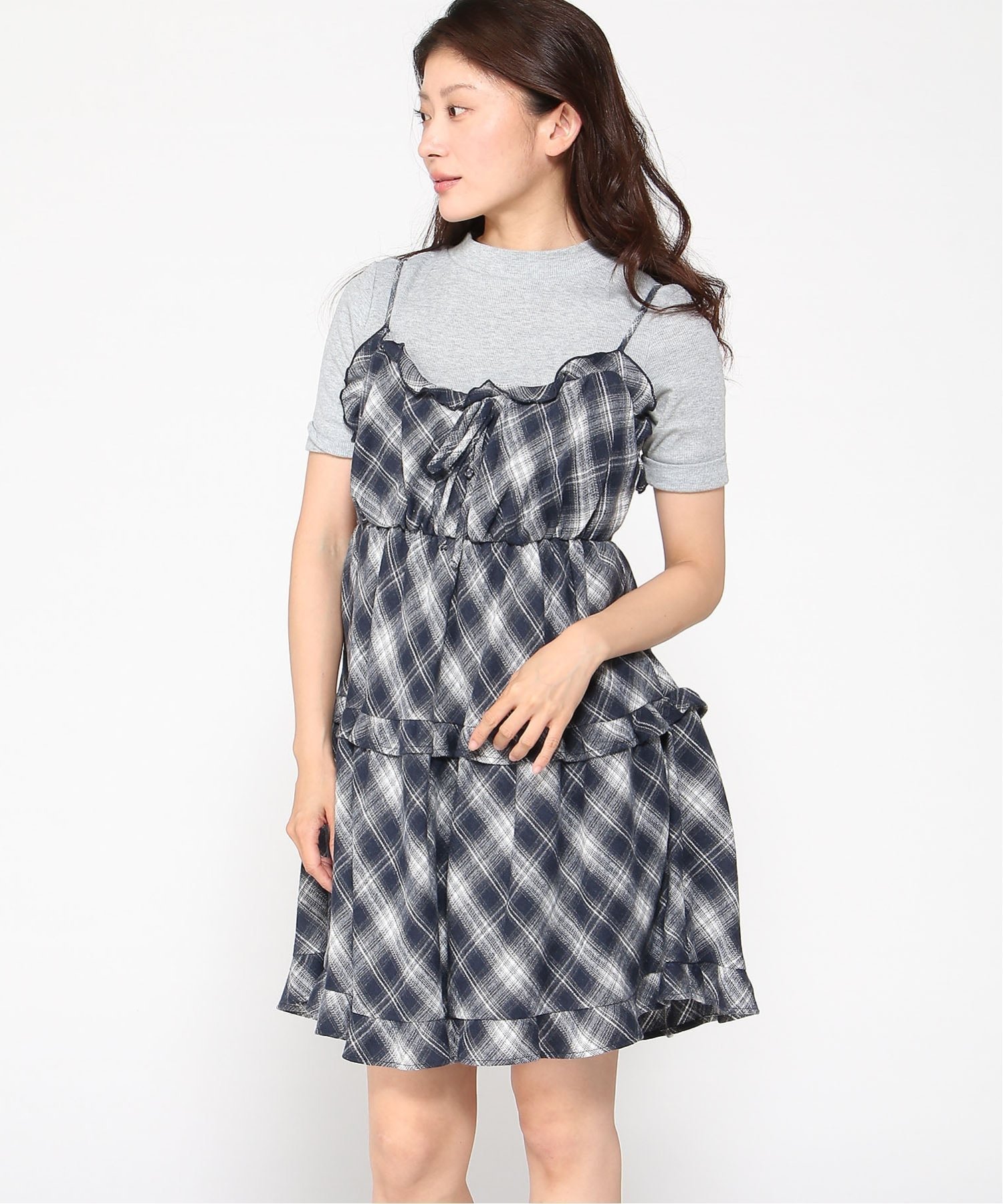 【イング/INGNI】のINGNI/チェック柄ティアードキャミOP インテリア・キッズ・メンズ・レディースファッション・服の通販 founy(ファニー) 　ファッション　Fashion　レディースファッション　Fashion for Women　トップス・カットソー　Cut & Sew Tops　キャミソール&ノースリーブ　Camisoles & Sleeveless Tops　チェック　Check, Plaid, Tartan　コン/チェック|ID: prp329100004707456 ipo3291000000034000013