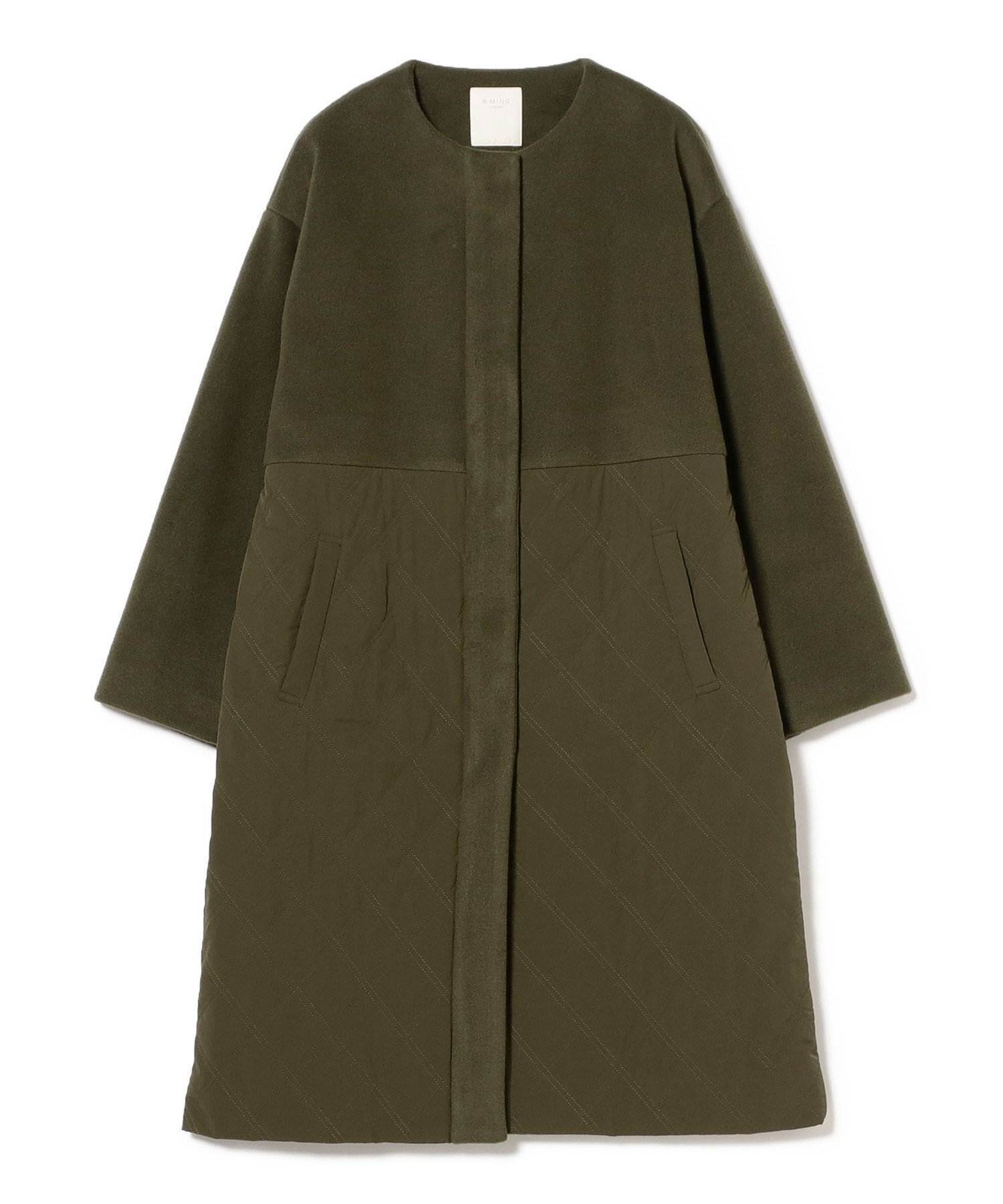 【ビームス ウイメン/BEAMS】のドッキング コート(S~M) 人気、トレンドファッション・服の通販 founy(ファニー) 　ファッション　Fashion　レディースファッション　Fashion for Women　アウター　Coat / Outerwear Collection　コート・ロングコート・ピーコート　Long Coats, Peacoats & More　キルティング　Quilted, Quilting　キルト　Quilt, Quilted Fabric　今季　This Season, Current Season　スウェット / スエット　Sweatshirt, Sweatwear　タートルネック　Turtleneck, High Neck　ドッキング　Docking, Mixed Material　人気　Popular, Best Seller　ポケット　Pocket, Pocket Detail　マフラー　Scarf, Muffler　メルトン　Melton, Heavy Wool　ワッシャー　Washer, Crinkled Finish　再入荷　Restock / Back in Stock　おすすめ　Recommended / Our Picks　 other-1|ID: prp329100004707459 ipo3291000000034000024