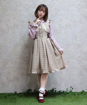 【アクシーズファム/axes femme】のサイドレースアップジャンドレ 人気、トレンドファッション・服の通販 founy(ファニー) ファッション Fashion レディースファッション Fashion for Women おすすめ Recommended / Our Picks インナー Innerwear チェック Check, Plaid, Tartan ベロア Velour, Soft Velvet レース Lace, Lace Fabric 秋 Autumn |ID:prp329100004707471