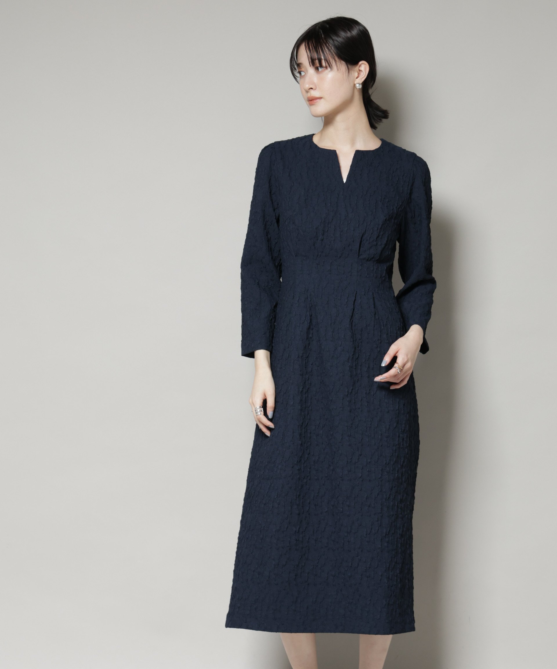 【ナノ ユニバース/nano universe】のtroisieme chaco/PUFFY JACQUARD ワンピース 人気、トレンドファッション・服の通販 founy(ファニー) 　ファッション　Fashion　レディースファッション　Fashion for Women　ワンピース　Dresses　ウォッシャブル　Machine Washable　スキッパー　Skipper, Open Collar　スリーブ　Sleeve, Long Sleeve / Short Sleeve　フォーマル　Formal, Dressy　おすすめ　Recommended / Our Picks　エレガント 上品　Elegant　セレモニー　Ceremony　2025年　2025　2025-2026秋冬・A/W　Autumn/Winter 2025–26 AW25–26　 other-1|ID: prp329100004707487 ipo3291000000034000272