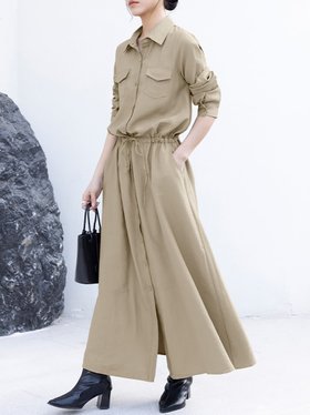 【ドゥーベル/Doux Belle】のロング シャツワンピース ワンピース 人気、トレンドファッション・服の通販 founy(ファニー) ファッション Fashion レディースファッション Fashion for Women ワンピース Dresses シャツワンピース / 1枚で着映えコーデ Shirt Dresses シンプル Simple, Minimal ポケット Pocket, Pocket Detail リボン Ribbon, Bow ロング Long, Long-Length エレガント 上品 Elegant 春 Spring 秋 Autumn |ID:prp329100004707497