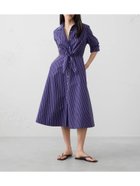 【バナナリパブリック ファクトリーストア/BANANA REPUBLIC FACTORY STORE】のBANANA REPUBLIC FACTORY STORE カフド タイフロント ミディ シャツワンピース BLUE_STRIPE|ID: prp329100004707501 ipo3291000000034000407