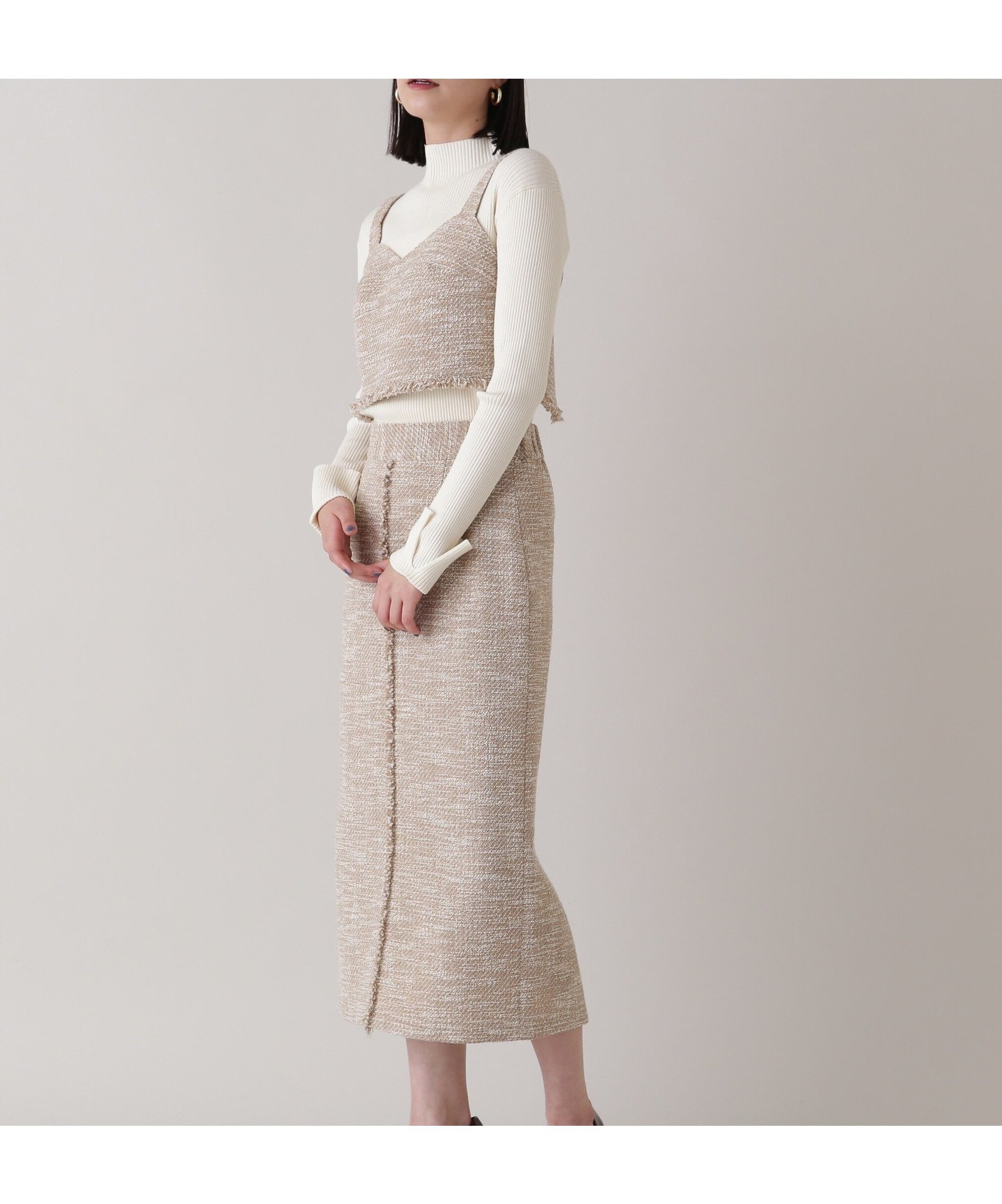 【エヌ ナチュラルビューティーベーシック/N.Natural Beauty basic】のツイードビスチェセットアップ 人気、トレンドファッション・服の通販 founy(ファニー) 　ファッション　Fashion　レディースファッション　Fashion for Women　トップス・カットソー　Cut & Sew Tops　ビスチェ　Bustiers & Corset Tops / Layered Bustier Style　クラシカル　Classical, Vintage-Inspired　コンパクト　Compact, Small Size　スリット　Slit, Slit Detail　セットアップ　Set-Up, Coordinated Outfit　センター　Center, Center Line　ツイード　Twill, Twill Weave　ビスチェ　Bustier, Corset Top　フリンジ　Fringe, Tassel　ラップ　Wrap, Wrap Design　 other-1|ID: prp329100004707507 ipo3291000000034000459