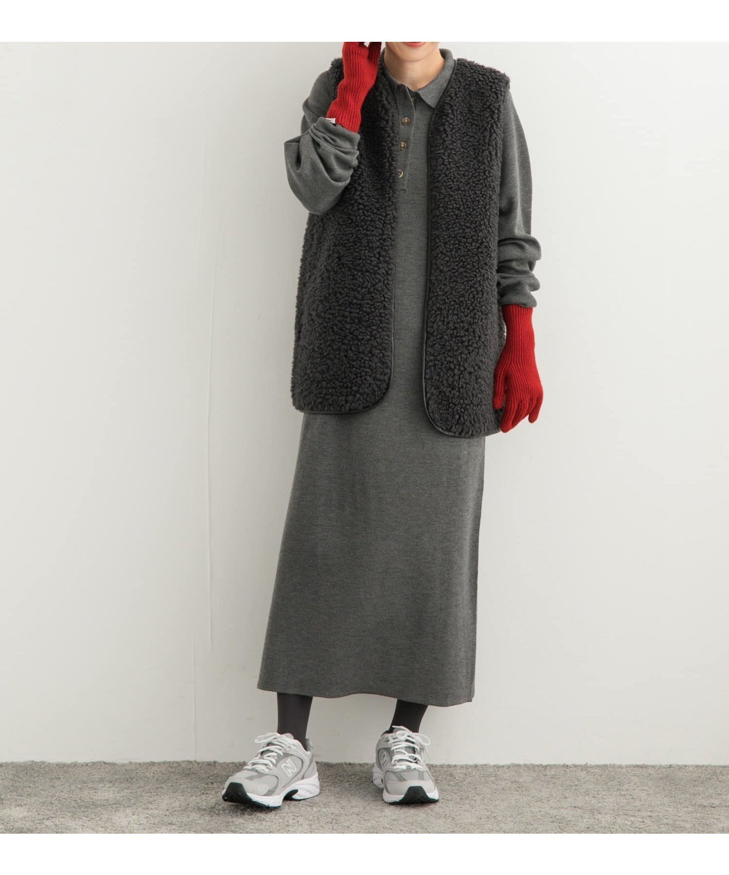 【アーバンリサーチ ドアーズ/URBAN RESEARCH DOORS】の衿付きニットワンピース インテリア・キッズ・メンズ・レディースファッション・服の通販 founy(ファニー) 　ファッション　Fashion　レディースファッション　Fashion for Women　ワンピース　Dresses　ニットワンピース　Knit Dresses　2024年　2024　2024-2025秋冬・A/W　Autumn/Winter 2024–25 AW24–25　冬　Winter / This Winter　ダブル　Double, Double-Breasted　フェイス　Face, Facial Design　A/W・秋冬　Autumn/Winter　杢CHARCOAL|ID: prp329100004707515 ipo3291000000034000535