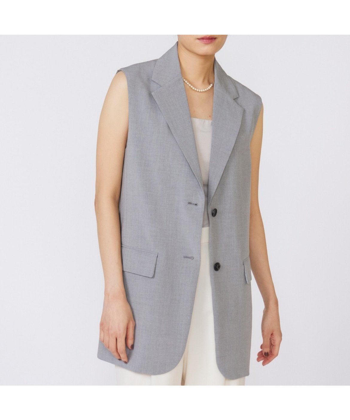 【イネド/INED】のTRストレッチカラーレスジレ インテリア・キッズ・メンズ・レディースファッション・服の通販 founy(ファニー) 　ファッション　Fashion　レディースファッション　Fashion for Women　アウター　Coat / Outerwear Collection　トップス・カットソー　Cut & Sew Tops　ベスト&ジレ / 重ね着スタイル　Vests & Gilets　おすすめ　Recommended / Our Picks　ジャケット　Jacket, Outerwear　ストレッチ　Stretch, Stretchy Fabric　フェミニン　Feminine, Girly　マニッシュ　Mannish, Boyish　ロング　Long, Long-Length　ビジネス 仕事 通勤　Business / Work / Commuting　軽量　Lightweight, Ultra Light　グレー|ID: prp329100004707614 ipo3291000000034001434