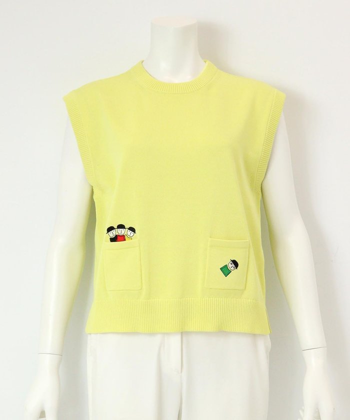 【ピッコーネクラブ/Picone Club】のコットン混刺繍ニットベスト インテリア・キッズ・メンズ・レディースファッション・服の通販 founy(ファニー) https://founy.com/ ファッション Fashion レディースファッション Fashion for Women アウター Coat / Outerwear Collection トップス・カットソー Cut & Sew Tops ニット Knit Tops & Sweaters ベスト&ジレ / 重ね着スタイル Vests & Gilets インナー Innerwear キャミソール Camisole, Spaghetti Strap Top ハイネック High Neck, Mock Neck フロント Front, Front Design ベスト Vest, Waistcoat ポケット Pocket, Pocket Detail 夏 Summer 春 Spring |ID: prp329100004707615 ipo3291000000034001437