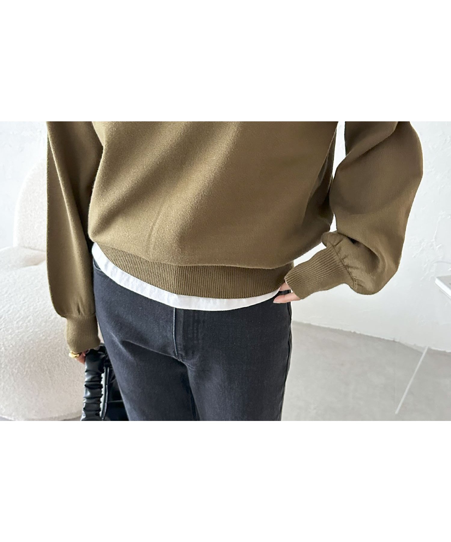 【アンドミー/andme】のクルーネック 長袖 ニット トップス インテリア・キッズ・メンズ・レディースファッション・服の通販 founy(ファニー) 　ファッション　Fashion　レディースファッション　Fashion for Women　トップス・カットソー　Cut & Sew Tops　ニット　Knit Tops & Sweaters　トレンド　Trend, Trending Now　ベーシック　Basic, Essential　ボトム　Bottoms, Lower Wear　長袖　Long Sleeve, Full Sleeve　カーキオリーブ|ID: prp329100004707618 ipo3291000000034001495