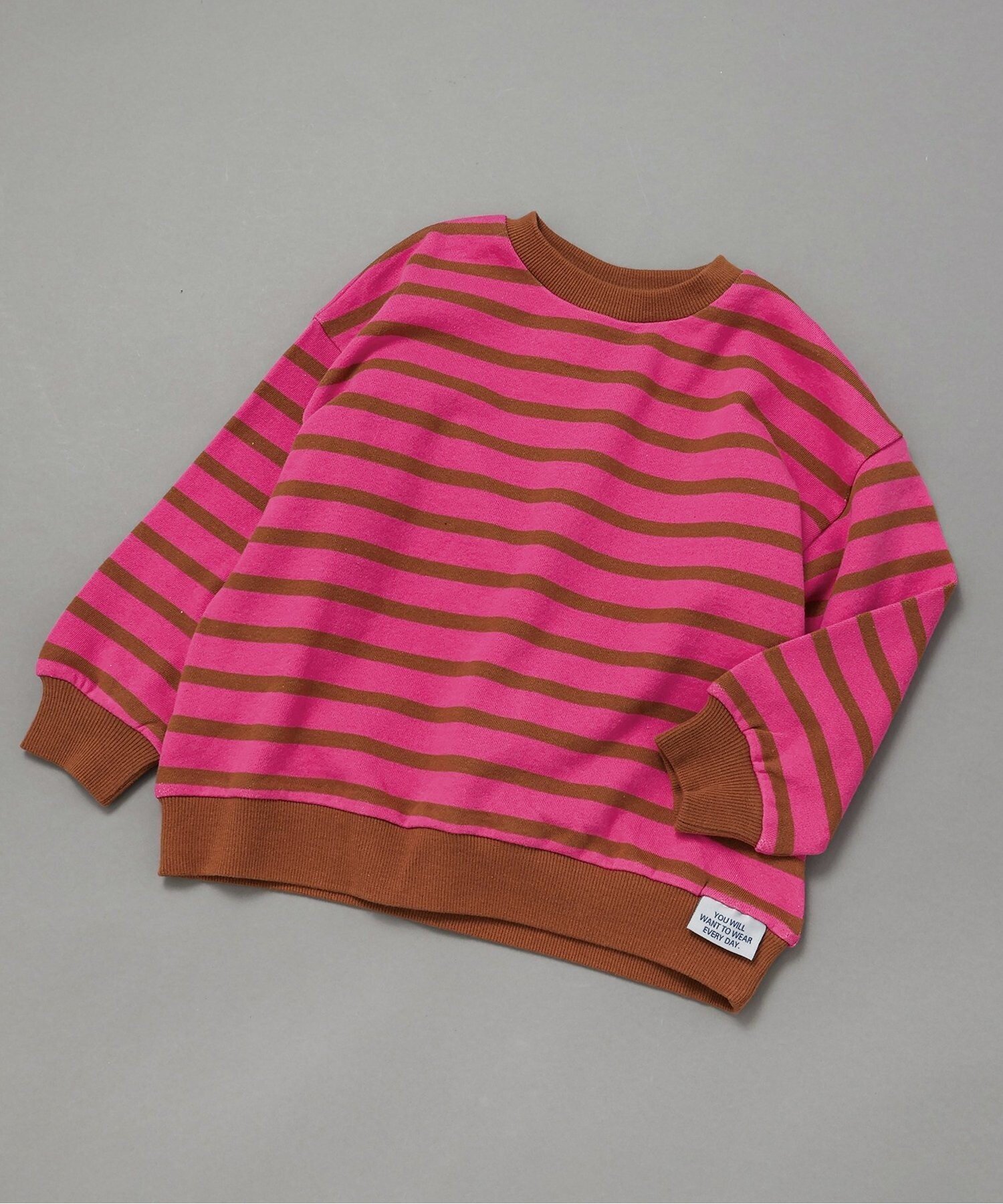 【エフオー オンラインストア/F.O.Online Store / KIDS】のWEB限定 無地ボーダートレーナー インテリア・キッズ・メンズ・レディースファッション・服の通販 founy(ファニー) 　ファッション　Fashion　キッズファッション　Fashion for Kids　2025年　2025　2025-2026秋冬・A/W　Autumn/Winter 2025–26 AW25–26　トレーナー　Sweatshirt, Trainer　ボーダー　Border, Stripe　人気　Popular, Best Seller　無地　Plain, Solid Color　ブラウン|ID: prp329100004707712 ipo3291000000034119279