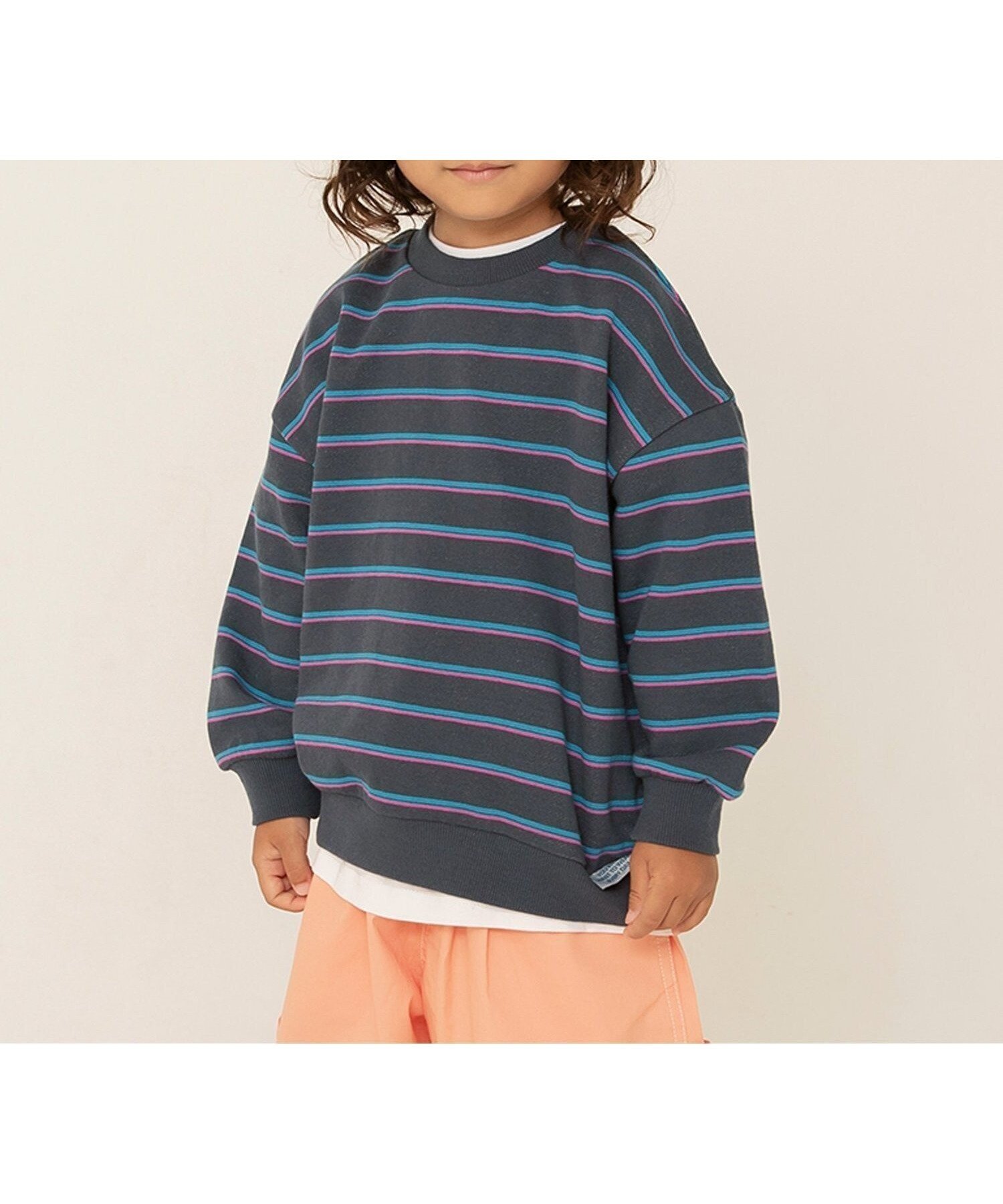 【エフオー オンラインストア/F.O.Online Store / KIDS】のWEB限定 無地ボーダートレーナー インテリア・キッズ・メンズ・レディースファッション・服の通販 founy(ファニー) 　ファッション　Fashion　キッズファッション　Fashion for Kids　2025年　2025　2025-2026秋冬・A/W　Autumn/Winter 2025–26 AW25–26　トレーナー　Sweatshirt, Trainer　ボーダー　Border, Stripe　人気　Popular, Best Seller　無地　Plain, Solid Color　チャコール|ID: prp329100004707712 ipo3291000000034119281