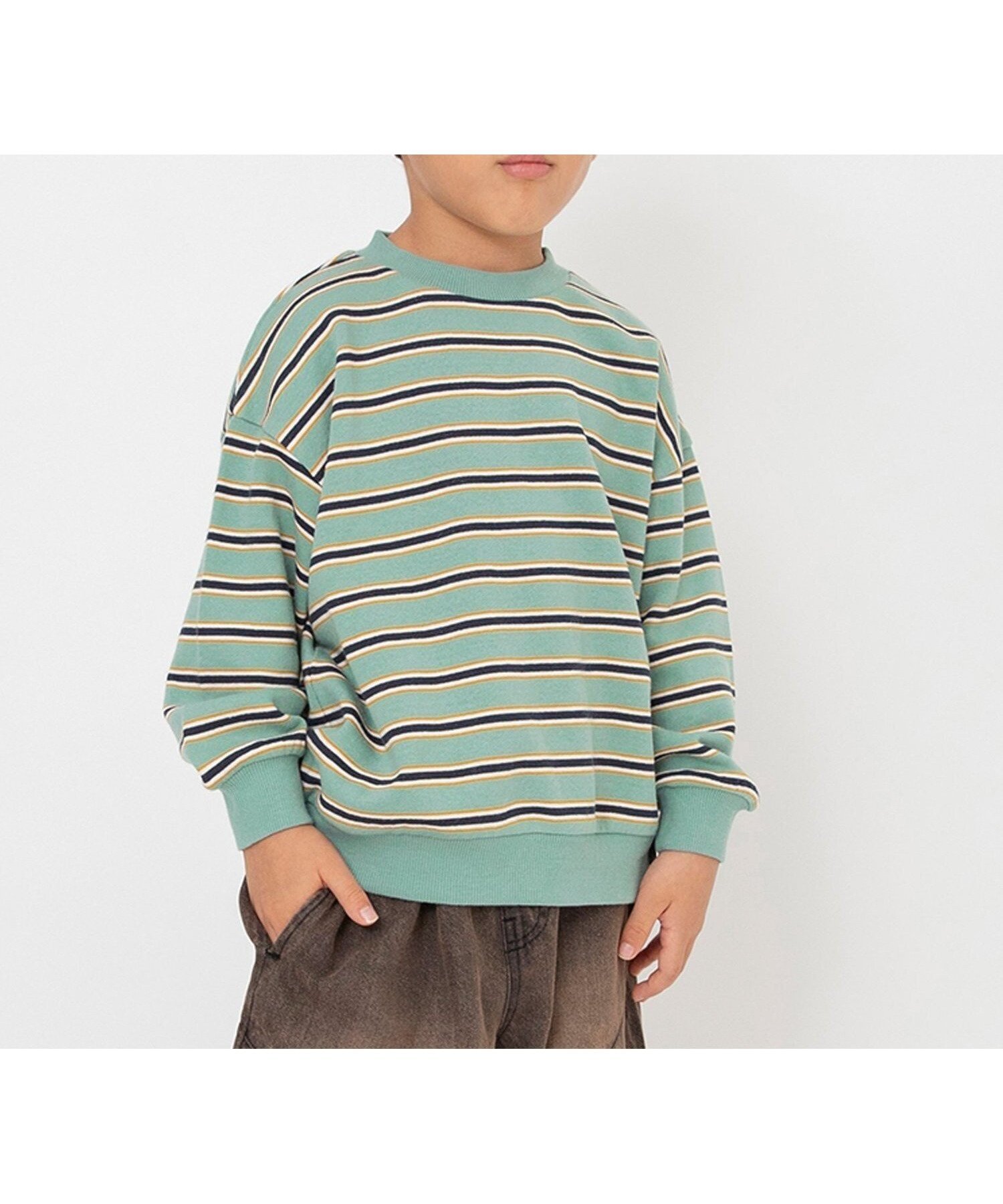 【エフオー オンラインストア/F.O.Online Store / KIDS】のWEB限定 無地ボーダートレーナー インテリア・キッズ・メンズ・レディースファッション・服の通販 founy(ファニー) 　ファッション　Fashion　キッズファッション　Fashion for Kids　2025年　2025　2025-2026秋冬・A/W　Autumn/Winter 2025–26 AW25–26　トレーナー　Sweatshirt, Trainer　ボーダー　Border, Stripe　人気　Popular, Best Seller　無地　Plain, Solid Color　ミント|ID: prp329100004707712 ipo3291000000034119283