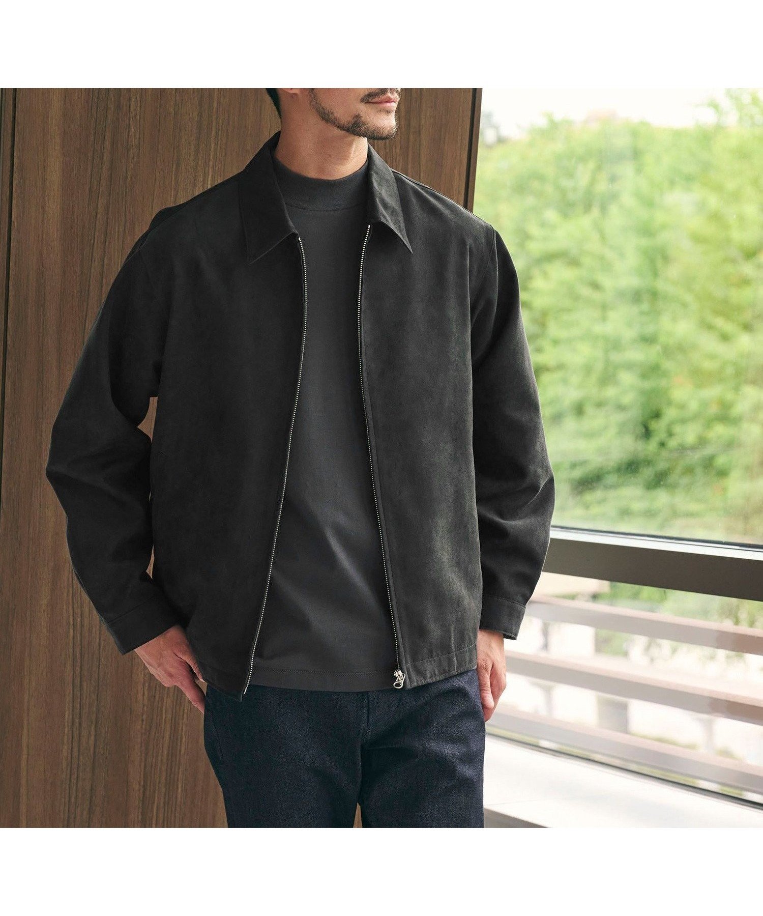【ビューティ&ユース ユナイテッドアローズ/BEAUTY&YOUTH / UNITED ARROWS / MEN】の【WEB限定 WARDROBE SMART】スエードライク ジップ ブルゾン インテリア・キッズ・メンズ・レディースファッション・服の通販 founy(ファニー)  ファッション Fashion メンズファッション Fashion for Men シンプル Simple, Minimal ジップ Zip, Zipper スマート Smart, Elegant デニム Denim, Jeans Material バランス Balance, Style Balance ファブリック Fabric, Textile ブルゾン Blouson, Bomber Jacket ポケット Pocket, Pocket Detail ミドル Middle Length, Mid Height レギュラー Regular, Standard Fit エレガント 上品 Elegant BLACK|ID: prp329100004707752 ipo3291000000034334993