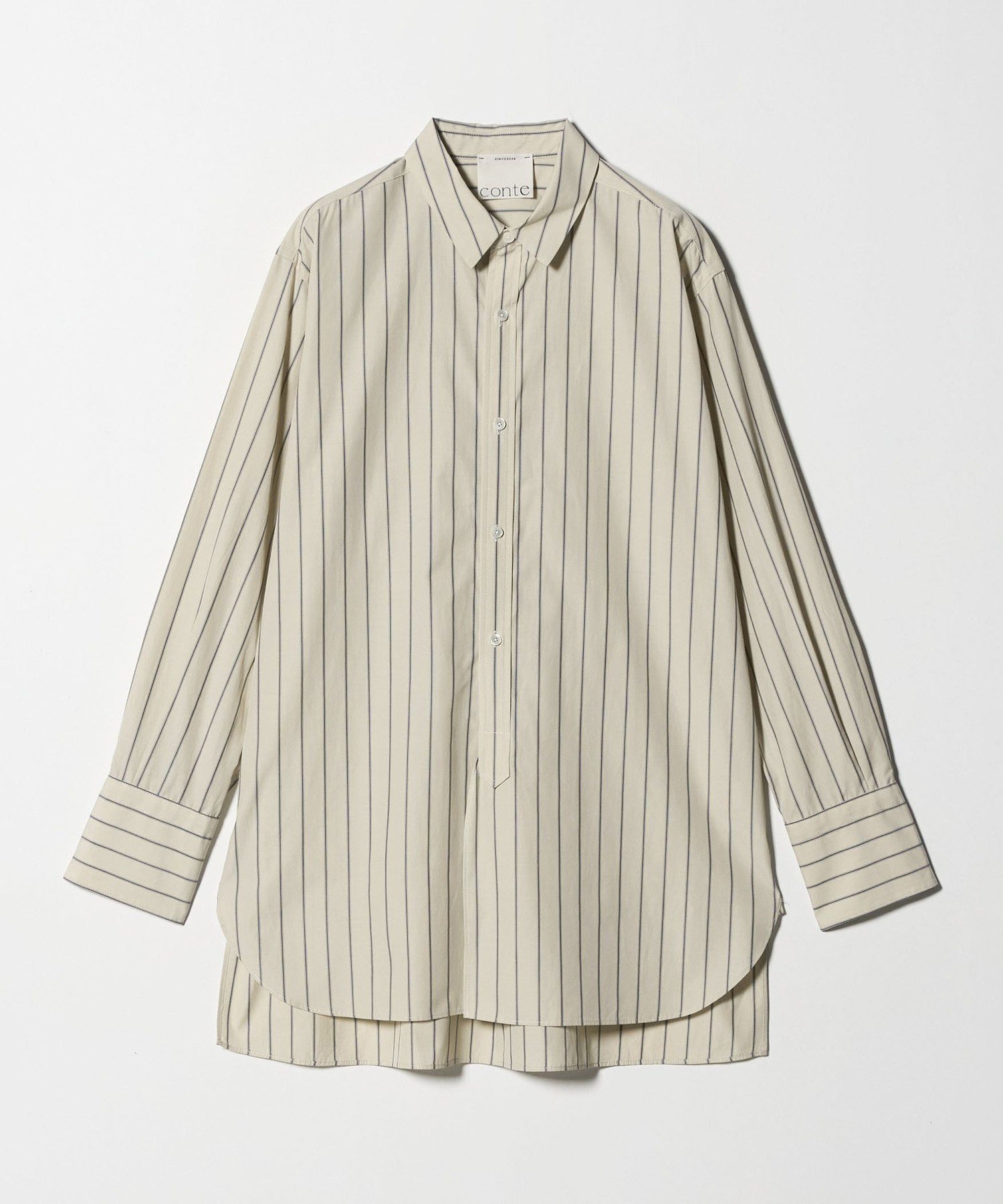 【ユナイテッドアローズ/UNITED ARROWS】のconte コットン ストライプ レギュラーカラーシャツ インテリア・キッズ・メンズ・レディースファッション・服の通販 founy(ファニー) 　ファッション　Fashion　レディースファッション　Fashion for Women　トップス・カットソー　Cut & Sew Tops　シャツ・ブラウス・オフィスカジュアル　Elegant Blouses & Button-Ups　スタイリッシュ　Stylish, Fashionable　ストライプ　Stripe, Striped Pattern　マニッシュ　Mannish, Boyish　BEIGE|ID: prp329100004707888 ipo3291000000034003952