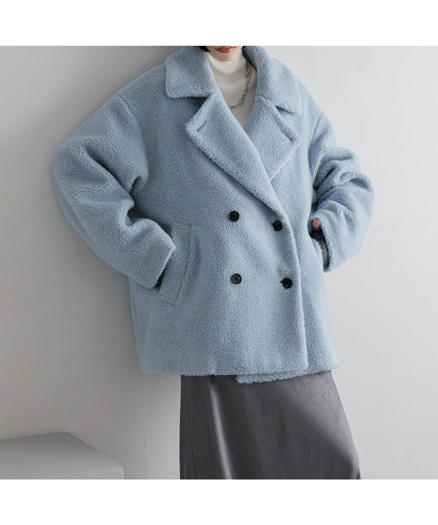 【ローリーズファーム/LOWRYS FARM】の2WAYエリボアコート インテリア・キッズ・メンズ・レディースファッション・服の通販 founy(ファニー) 　ファッション　Fashion　レディースファッション　Fashion for Women　アウター　Coat / Outerwear Collection　コート・ロングコート・ピーコート　Long Coats, Peacoats & More　ショート　Short, Short Length　ボトム　Bottoms, Lower Wear　ロング　Long, Long-Length　ワイド　Wide, Wide Fit　ブルー|ID: prp329100004707905 ipo3291000000034004126