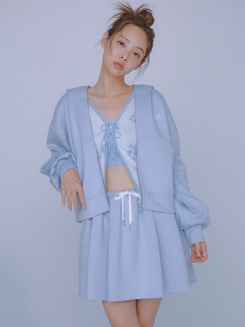 【ファーファー/FURFUR】の【WEB・一部店舗限定カラー】ロゴ刺繍ジップアップフーディー インテリア・キッズ・メンズ・レディースファッション・服の通販 founy(ファニー) 　ファッション　Fashion　レディースファッション　Fashion for Women　なめらか　Smooth, Silky Texture　スマート　Smart, Elegant　スリーブ　Sleeve, Long Sleeve / Short Sleeve　セットアップ　Set-Up, Coordinated Outfit　トレンド　Trend, Trending Now　フレア　Flare, Flared　SAX[083]|ID: prp329100004707913 ipo3291000000034004193