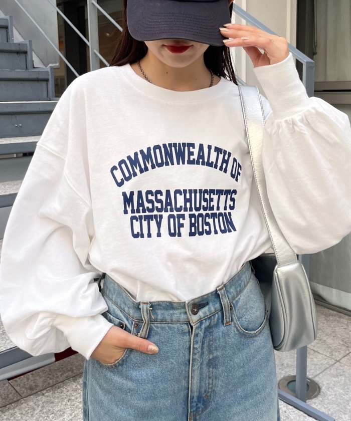 【チャオパニックティピー/CIAOPANIC TYPY】のUSAコットンプリント袖ボリュームスリーブロゴロンTee インテリア・キッズ・メンズ・レディースファッション・服の通販 founy(ファニー) https://founy.com/ ファッション Fashion レディースファッション Fashion for Women トップス・カットソー Cut & Sew Tops ロングTシャツ・Tシャツ Longline T-Shirts & Tees ボリューム袖・フリルスリーブブラウス Voluminous & Ruffle Sleeves / Puffy Sleeve Tops インナー Innerwear 秋 Autumn カーゴパンツ Cargo Pants, Utility Pants ジャケット Jacket, Outerwear スラックス Slacks, Dress Pants スリット Slit, Slit Detail デニム Denim, Jeans Material プリント Print, Printed Pattern おすすめ Recommended / Our Picks |ID: prp329100004708533 ipo3291000000034125145
