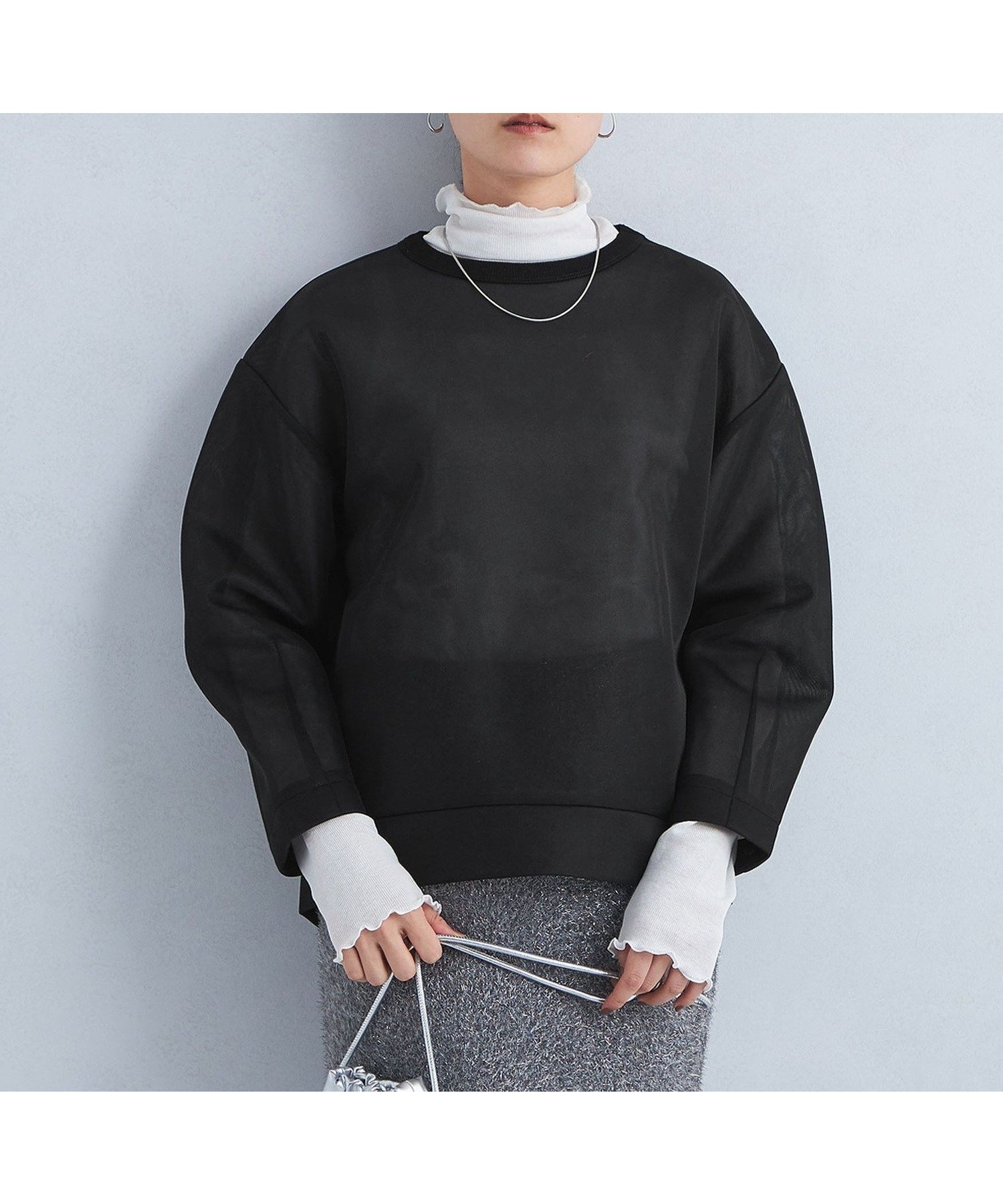 【ユナイテッドアローズ/UNITED ARROWS】のシアー ダンボール コクーン プルオーバー インテリア・キッズ・メンズ・レディースファッション・服の通販 founy(ファニー) 　ファッション　Fashion　レディースファッション　Fashion for Women　トップス・カットソー　Cut & Sew Tops　カジュアルプルオーバー・ニットトップス　Pullovers & Knit Tops / Casual Pullovers　インナー　Innerwear　春　Spring　秋　Autumn　コクーン　Cocoon, Cocoon Silhouette　シアー　Sheer, See-Through　フォルム　Silhouette, Form　ボトム　Bottoms, Lower Wear　リラックス　Relax, Relaxed Fit　ロング　Long, Long-Length　ワイド　Wide, Wide Fit　冬　Winter / This Winter　アウトレット　Outlet / Clearance　おすすめ　Recommended / Our Picks　BLACK|ID: prp329100004708538 ipo3291000000034007722