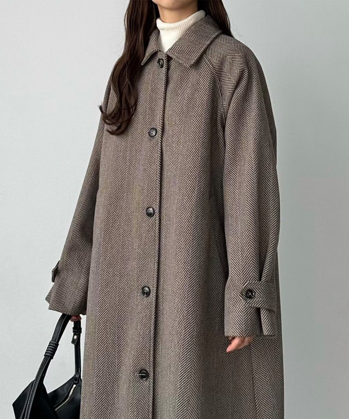 【ジュノア/JUNOAH】のcallautia ヘリンボーンステンカラーロングコート インテリア・キッズ・メンズ・レディースファッション・服の通販 founy(ファニー) https://founy.com/ ファッション Fashion レディースファッション Fashion for Women アウター Coat / Outerwear Collection コート・ロングコート・ピーコート Long Coats, Peacoats & More |ID: prp329100004708577 ipo3291000000034008209