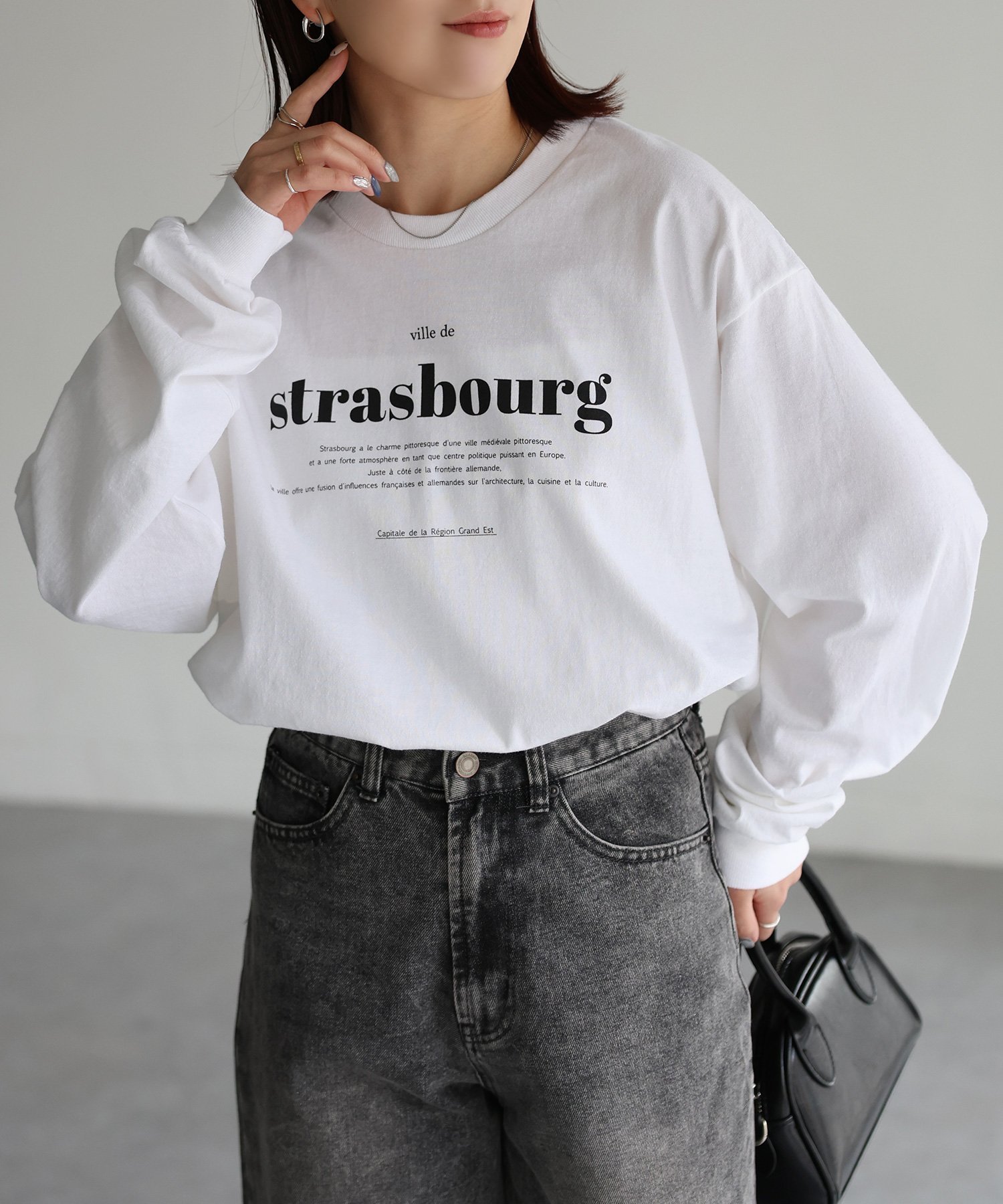 【リベリー/Riberry】のGILDAN strasbourgプリントロンT インテリア・キッズ・メンズ・レディースファッション・服の通販 founy(ファニー) 　ファッション　Fashion　レディースファッション　Fashion for Women　トップス・カットソー　Cut & Sew Tops　ロングTシャツ・Tシャツ　Longline T-Shirts & Tees　春　Spring　秋　Autumn　カーディガン　Cardigan, Knitwear　シンプル　Simple, Minimal　スラックス　Slacks, Dress Pants　スリーブ　Sleeve, Long Sleeve / Short Sleeve　デニム　Denim, Jeans Material　人気　Popular, Best Seller　長袖　Long Sleeve, Full Sleeve　プリント　Print, Printed Pattern　ベスト　Vest, Waistcoat　ベーシック　Basic, Essential　ボトム　Bottoms, Lower Wear　マーメイド　Mermaid, Fishtail Silhouette　ロング　Long, Long-Length　楽ちん　Easy Fit, Comfortable　冬　Winter / This Winter　おすすめ　Recommended / Our Picks　ホワイト×ブラック|ID: prp329100004708600 ipo3291000000034500671