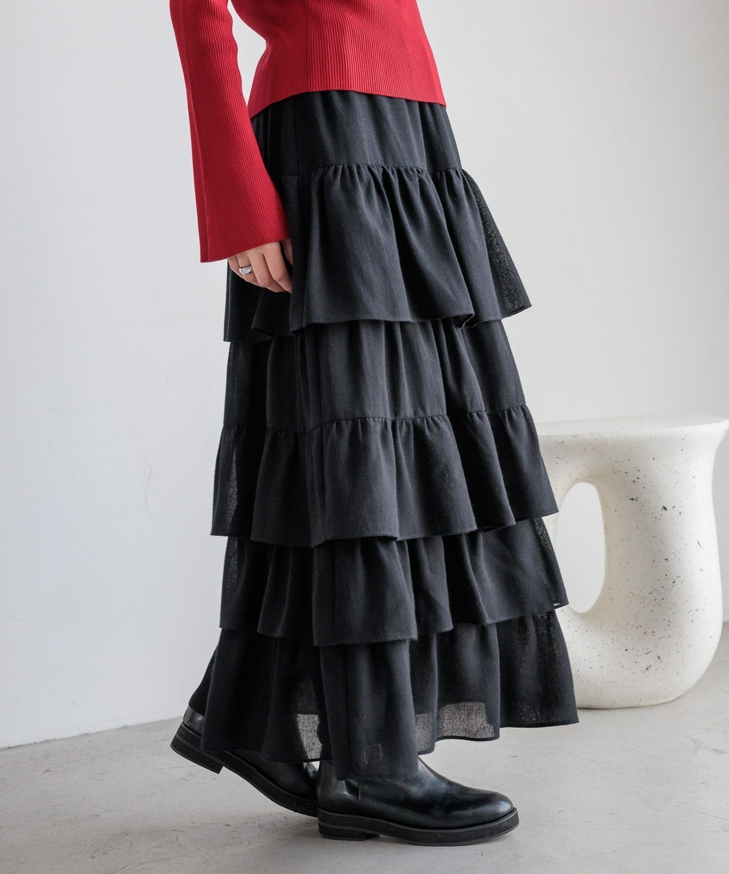 【ローリーズファーム/LOWRYS FARM】のタータンチェックティアードスカート インテリア・キッズ・メンズ・レディースファッション・服の通販 founy(ファニー) 　ファッション　Fashion　レディースファッション　Fashion for Women　スカート　Skirts　ティアードスカート　Tiered Skirts　ギャザー　Gathered, Ruffled　シンプル　Simple, Minimal　ティアード　Tiered, Tiered Style　バランス　Balance, Style Balance　秋　Autumn　ブラック|ID: prp329100004708673 ipo3291000000034009642