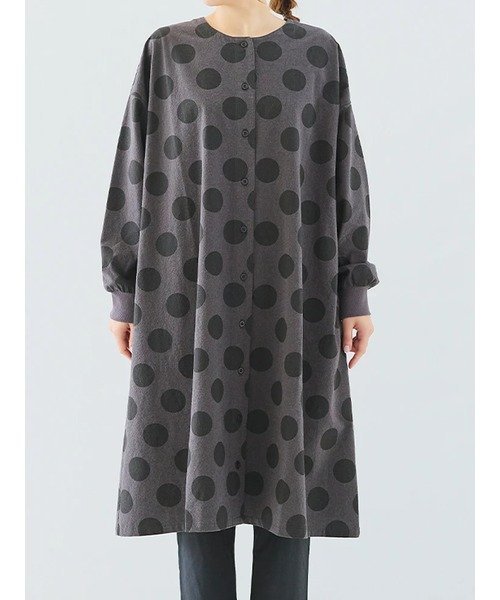 【ルディックパーク/LUDIC PARK】のドットガラワンピース インテリア・キッズ・メンズ・レディースファッション・服の通販 founy(ファニー) 　ファッション　Fashion　レディースファッション　Fashion for Women　ワンピース　Dresses　ドット　Polka Dot, Dot Pattern　グレー|ID: prp329100004708721 ipo3291000000034010317