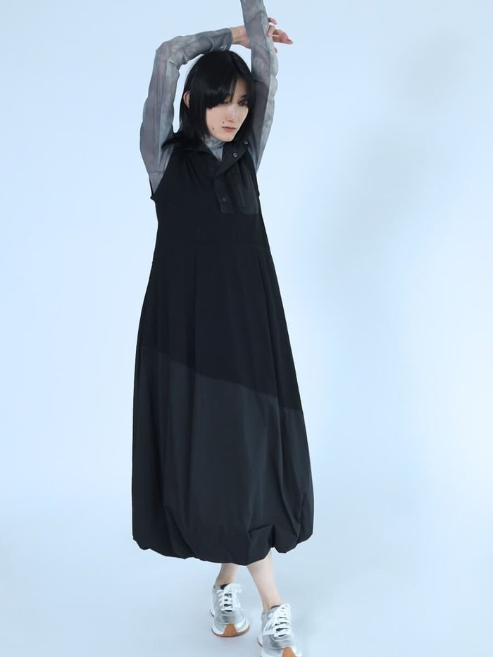 【ラシュッド/LASUD】のバックアジャスターバルーンワンピース インテリア・キッズ・メンズ・レディースファッション・服の通販 founy(ファニー) https://founy.com/ ファッション Fashion レディースファッション Fashion for Women ワンピース Dresses おすすめ Recommended / Our Picks ドッキング Docking, Mixed Material バルーン Balloon, Balloon Silhouette メッシュ Mesh, Net Fabric ワンポイント One Point, Statement Accent 切替 Switching, Contrast Panel |ID: prp329100004708727 ipo3291000000034010368