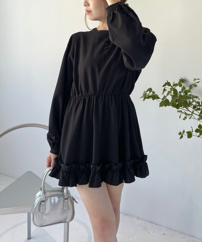 【クリア/clear】のクルミボタンフリルチュニック インテリア・キッズ・メンズ・レディースファッション・服の通販 founy(ファニー) https://founy.com/ ファッション Fashion レディースファッション Fashion for Women トップス・カットソー Cut & Sew Tops おすすめ Recommended / Our Picks チュニック Tunic, Long Top デニム Denim, Jeans Material フリル Frill, Ruffle 切替 Switching, Contrast Panel |ID: prp329100004708742 ipo3291000000034010480