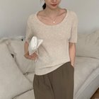 【ミニミニストア/miniministore】の半袖 サマーニット レディースニットソー 人気、トレンドファッション・服の通販 founy(ファニー) ファッション Fashion レディースファッション Fashion for Women トップス・カットソー Cut & Sew Tops ニット Knit Tops & Sweaters アクリル Acrylic Material カットソー Cut and Sewn Top クール Cool, Chic サマー Summer, Summer Style シンプル Simple, Minimal デコルテ Décolleté, Neckline デニム Denim, Jeans Material ベーシック Basic, Essential 半袖 Short Sleeve, Half Sleeve 無地 Plain, Solid Color 夏 Summer thumbnail ライトベージュ|ID: prp329100004708824 ipo3291000000034011748