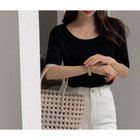 【ミニミニストア/miniministore】の半袖 サマーニット レディースニットソー 人気、トレンドファッション・服の通販 founy(ファニー) ファッション Fashion レディースファッション Fashion for Women トップス・カットソー Cut & Sew Tops ニット Knit Tops & Sweaters アクリル Acrylic Material カットソー Cut and Sewn Top クール Cool, Chic サマー Summer, Summer Style シンプル Simple, Minimal デコルテ Décolleté, Neckline デニム Denim, Jeans Material ベーシック Basic, Essential 半袖 Short Sleeve, Half Sleeve 無地 Plain, Solid Color 夏 Summer thumbnail ブラック|ID: prp329100004708824 ipo3291000000034011750