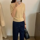 【ミニミニストア/miniministore】の半袖 サマーニット レディースニットソー 人気、トレンドファッション・服の通販 founy(ファニー) ファッション Fashion レディースファッション Fashion for Women トップス・カットソー Cut & Sew Tops ニット Knit Tops & Sweaters アクリル Acrylic Material カットソー Cut and Sewn Top クール Cool, Chic サマー Summer, Summer Style シンプル Simple, Minimal デコルテ Décolleté, Neckline デニム Denim, Jeans Material ベーシック Basic, Essential 半袖 Short Sleeve, Half Sleeve 無地 Plain, Solid Color 夏 Summer thumbnail キャメルベージュ|ID: prp329100004708824 ipo3291000000034011755