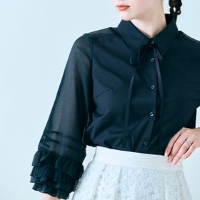 【ローズティアラ/Rose Tiara】のシアーフリルスリーブブラウス 人気、トレンドファッション・服の通販 founy(ファニー) ファッション Fashion レディースファッション Fashion for Women トップス・カットソー Cut & Sew Tops シャツ・ブラウス・オフィスカジュアル Elegant Blouses & Button-Ups スタンダード Standard, Basic スマート Smart, Elegant フェミニン Feminine, Girly フリル Frill, Ruffle プリント Print, Printed Pattern プリーツ Pleats, Pleated ポケット Pocket, Pocket Detail |ID:prp329100004708936